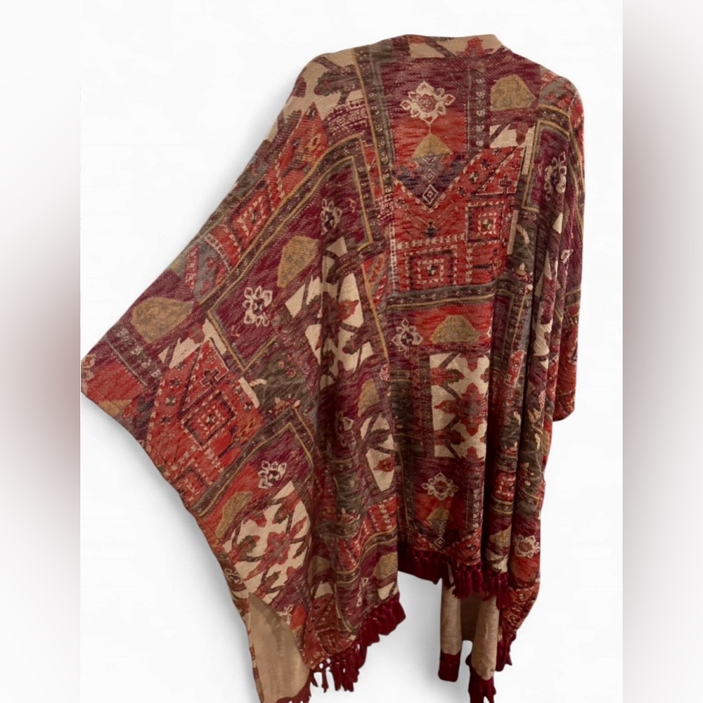 Ecote Boho Tapestry Fringe Kimono Cardigan One Size - Picture 2 of 4